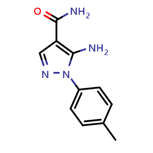 Chemical structure of 5-Amino-1-(4-methylphenyl)-1H-pyrazole-4-carboxamide , CAS 100061-56-1, AChemBlock AD249025