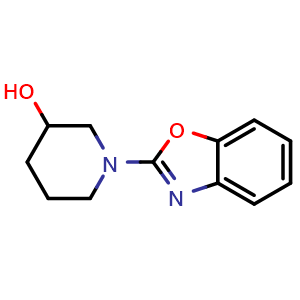 Chemical structure of 1-(benzo[d]oxazol-2-yl)piperidin-3-ol , CAS 1016467-73-4, AChemBlock AD249042