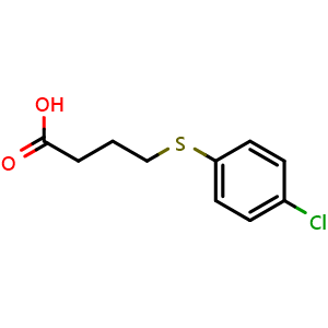 Chemical structure of 4-[(4-chlorophenyl)thio]butanoic acid , CAS 29193-63-3, AChemBlock AD249044