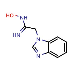 Chemical structure of 2-Benzoimidazol-1-yl-N-hydroxy-acetamidine , CAS 4404-31-3, AChemBlock AD249047