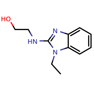 Chemical structure of 2-[(1-Ethyl-1H-benzimidazol-2-yl)amino]ethanol , CAS 86978-98-5, AChemBlock AD249048