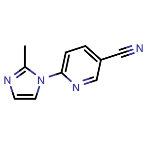Chemical structure of 6-(2-methyl-1H-imidazol-1-yl)pyridine-3-carbonitrile , CAS 1016839-05-6, AChemBlock AD249055