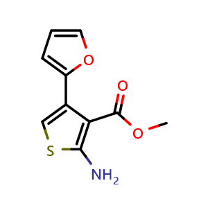 Chemical structure of methyl 2-amino-4-(furan-2-yl)thiophene-3-carboxylate , CAS 670271-04-2, AChemBlock AD249065