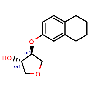Chemical structure of trans-4-(5,6,7,8-tetrahydronaphthalen-2-yloxy)oxolan-3-ol , CAS 2413365-30-5, AChemBlock AD249085