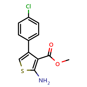 Chemical structure of methyl 2-amino-4-(4-chlorophenyl)thiophene-3-carboxylate , CAS 350997-10-3, AChemBlock AD249116
