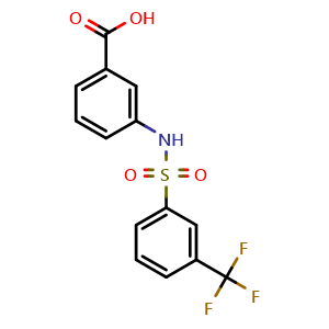 Chemical structure of 3-((3-(trifluoromethyl)phenyl)sulfonamido)benzoic acid , CAS 613657-60-6, AChemBlock AD249126