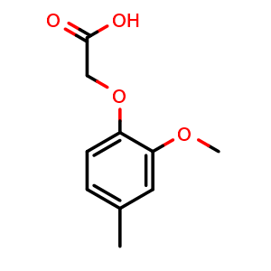 Chemical structure of 2-methoxy-4-methylphenoxyacetic acid , CAS 6270-23-1, AChemBlock AD249128