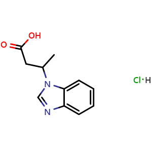 Chemical structure of 3-Benzoimidazol-1-yl-butyric acid hydrochloride , CAS 35321-25-6, AChemBlock AD249136
