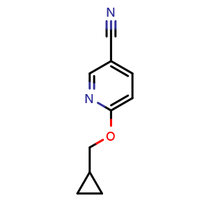 Chemical structure of 6-(cyclopropylmethoxy)pyridine-3-carbonitrile , CAS 1019546-41-8, AChemBlock AD249140