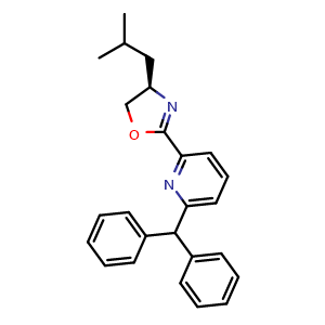 Chemical structure of (R)-2-(6-Benzhydrylpyridin-2-yl)-4-isobutyl-4,5-dihydrooxazole , AChemBlock AD249144