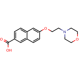Chemical structure of 6-[2-(morpholin-4-yl)ethoxy]naphthalene-2-carboxylic acid , CAS 2947383-03-9, AChemBlock AD249151