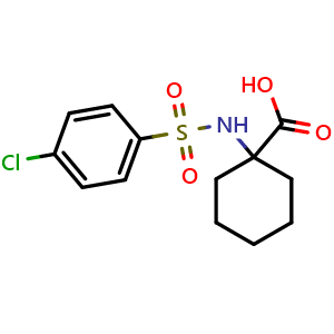 Chemical structure of 1-{[(4-Chlorophenyl)sulfonyl]amino}cyclohexanecarboxylic acid , CAS 314744-46-2, AChemBlock AD249152