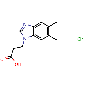 Chemical structure of 3-(5,6-Dimethyl-1H-benzimidazol-1-yl)propanoic acid hydrochloride , CAS 30163-89-4, AChemBlock AD249154