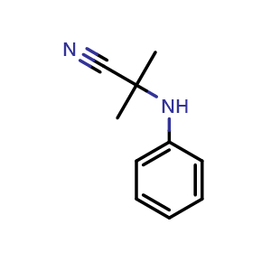 Chemical structure of 2-Methyl-2-phenylamino-propionitrile , CAS 2182-38-9, AChemBlock AD249168