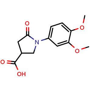 Chemical structure of 1-(3,4-Dimethoxyphenyl)-5-oxo-3-pyrrolidinecarboxylic acid , CAS 39629-91-9, AChemBlock AD249172