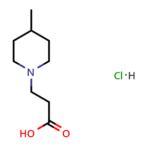 Chemical structure of 3-(4-Methylpiperidin-1-yl)propanoic acid hydrochloride , CAS 19854-75-2, AChemBlock AD249178