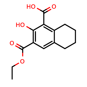 Chemical structure of 3-(ethoxycarbonyl)-2-hydroxy-5,6,7,8-tetrahydronaphthalene-1-carboxylic acid , CAS 948006-26-6, AChemBlock AD249180
