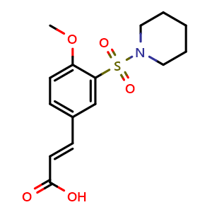 Chemical structure of (2E)-3-[4-Methoxy-3-(piperidin-1-ylsulfonyl)phenyl]acrylic acid , CAS 321979-11-7, AChemBlock AD249194