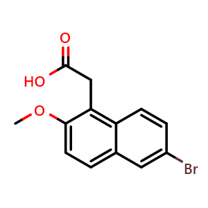 Chemical structure of (6-Bromo-2-methoxy-1-naphthyl)acetic acid , CAS 329269-13-8, AChemBlock AD249199