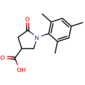 Chemical structure of 1-Mesityl-5-oxopyrrolidine-3-carboxylic acid , CAS 63675-25-2, AChemBlock AD249201