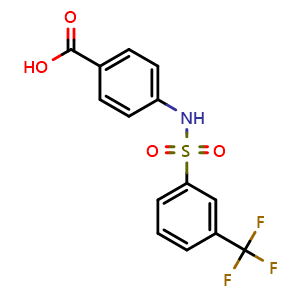 Chemical structure of 4-((3-(trifluoromethyl)phenyl)sulfonamido)benzoic acid , CAS 613657-61-7, AChemBlock AD249207