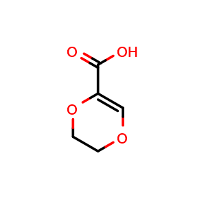 Chemical structure of 5,6-Dihydro-1,4-dioxine-2-carboxylic acid , CAS 61564-98-5, AChemBlock AD249221