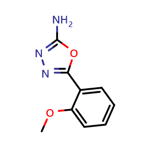 Chemical structure of 5-(2-methoxyphenyl)-1,3,4-oxadiazol-2-amine , CAS 5711-59-1, AChemBlock AD249226