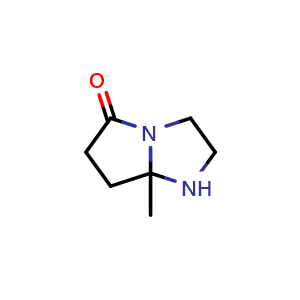 Chemical structure of 7a-methylhexahydro-5H-pyrrolo[1,2-a]imidazol-5-one , CAS 21603-77-0, AChemBlock AD249234