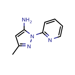 Chemical structure of 3-methyl-1-(pyridin-2-yl)-1H-pyrazol-5-amine , CAS 19541-96-9, AChemBlock AD249246