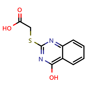 Chemical structure of 2-[(4-hydroxyquinazolin-2-yl)sulfanyl]acetic acid , CAS 16431-29-1, AChemBlock AD249250