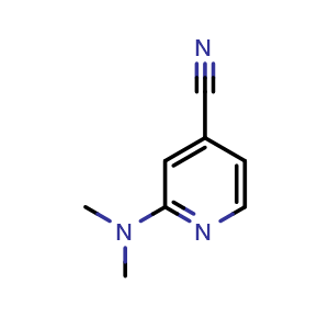 Chemical structure of 2-(dimethylamino)pyridine-4-carbonitrile , CAS 80882-52-6, AChemBlock AD249254