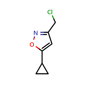 Chemical structure of 3-(chloromethyl)-5-cyclopropyl-1,2-oxazole , CAS 1060817-59-5, AChemBlock AD249255