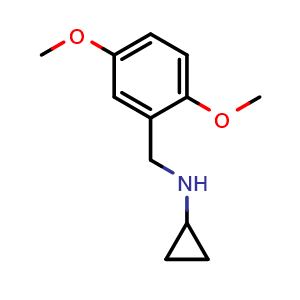 Chemical structure of N-[(2,5-dimethoxyphenyl)methyl]cyclopropanamine , CAS 877996-08-2, AChemBlock AD249256