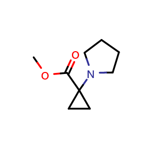 Chemical structure of methyl 1-(pyrrolidin-1-yl)cyclopropane-1-carboxylate , CAS 2114044-24-3, AChemBlock AD249271