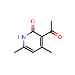 Chemical structure of 3-acetyl-4,6-dimethyl-1,2-dihydropyridin-2-one , CAS 16151-14-7, AChemBlock AD249274