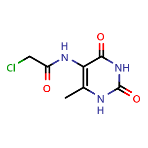 Chemical structure of 2-Chloro-N-(1,2,3,4-tetrahydro-6-methyl-2,4-dioxo-5-pyrimidinyl)acetamide , CAS 27870-38-8, AChemBlock AD249302