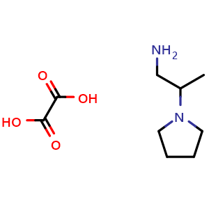 Chemical structure of 2-(pyrrolidin-1-yl)propan-1-amine oxalic acid , CAS 2034207-82-2, AChemBlock AD249310