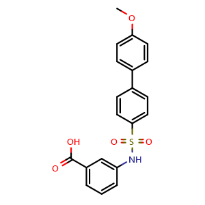 Chemical structure of 3-((4'-methoxy-[1,1'-biphenyl])-4-sulfonamido)benzoic acid , CAS 885269-91-0, AChemBlock AD249312