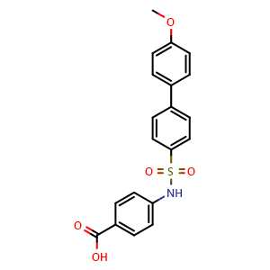 Chemical structure of 4-((4'-methoxy-[1,1'-biphenyl])-4-sulfonamido)benzoic acid , CAS 885269-42-1, AChemBlock AD249313