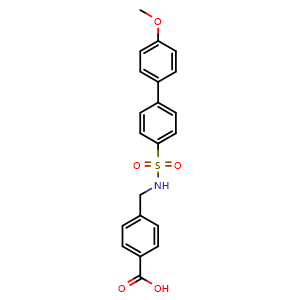 Chemical structure of 4-(((4'-methoxy-[1,1'-biphenyl])-4-sulfonamido)methyl)benzoic acid , CAS 885269-44-3, AChemBlock AD249314