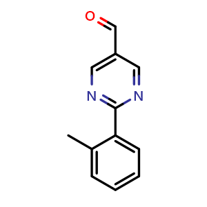 Chemical structure of 2-(o-tolyl)pyrimidine-5-carbaldehyde , CAS 876710-73-5, AChemBlock AD249316