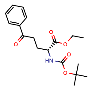 Chemical structure of (R)-Ethyl-2-(tert-butoxycarbonylamino)-5-phenyl-5-oxopentanoate , CAS 1056469-57-8, AChemBlock AD249326