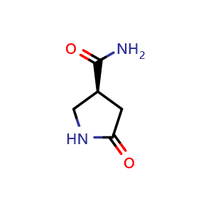 Chemical structure of (S)-5-Oxopyrrolidine-3-carboxamide , CAS 2484705-16-8, AChemBlock AD249327