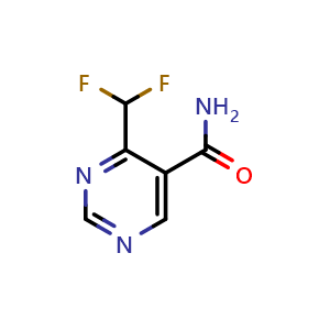 Chemical structure of 4-(Difluoromethyl)pyrimidine-5-carboxamide , CAS 1713589-72-0, AChemBlock AD249334