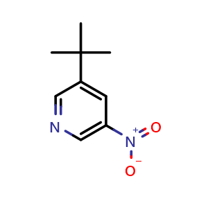 Chemical structure of 3-(tert-Butyl)-5-nitropyridine , CAS 1619896-52-4, AChemBlock AD249340