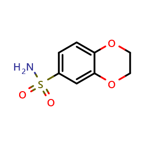 Chemical structure of 2,3-Dihydro-benzo[1,4]dioxine-6-sulfonic acid amide , CAS 90222-81-4, AChemBlock AD249345