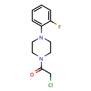 Chemical structure of 1-(chloroacetyl)-4-(2-fluorophenyl)piperazine , CAS 546116-24-9, AChemBlock AD249369