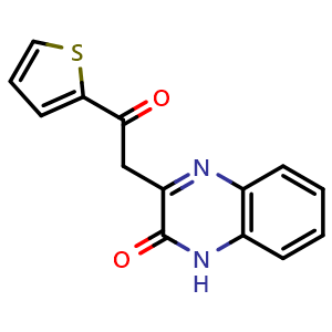 Chemical structure of 3-(2-oxo-2-(thiophen-2-yl)ethyl)quinoxalin-2(1H)-one , CAS 40598-93-4, AChemBlock AD249377