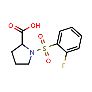 Chemical structure of ((2-fluorophenyl)sulfonyl)proline , CAS 1007962-28-8, AChemBlock AD249382