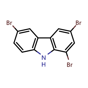 Chemical structure of 1,3,6-Tribromo-9H-carbazole , CAS 55119-10-3, AChemBlock AD249384